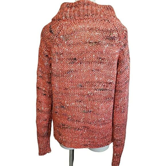Anthropologie MOTH Sweater Womens M Orange Marbled Mock Neck Wool Alpaca Silk - Picture 4 of 9